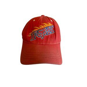 Fox Racing Flexfit Embroidered Baseball Cap In Red Flame Logo Stretch Fit